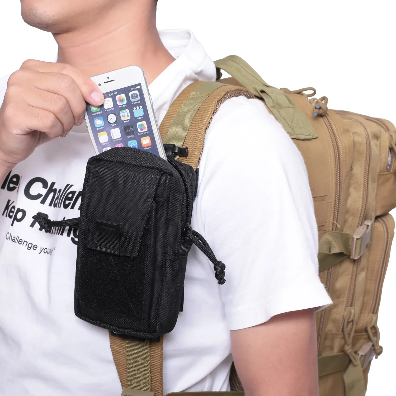 Phone Accessories For Running - Molle Backpack Strap Bag Phone Holder