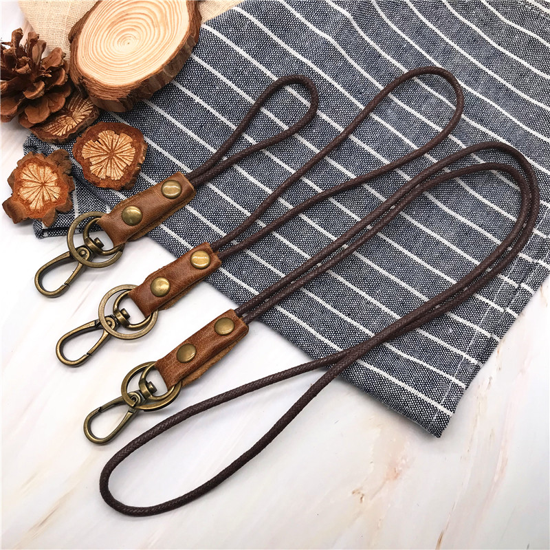 Neck Hanging Phone Holder - Cowhide Genuine Leather Lanyard Neck strap
