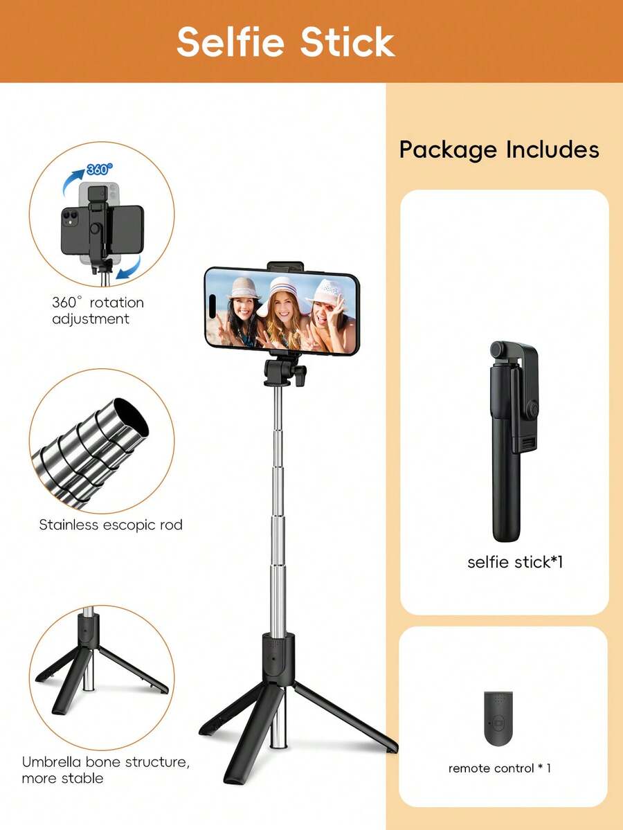 Selfie Stick Tripod - 170cm Metal Bluetooth Remote Control Selfie