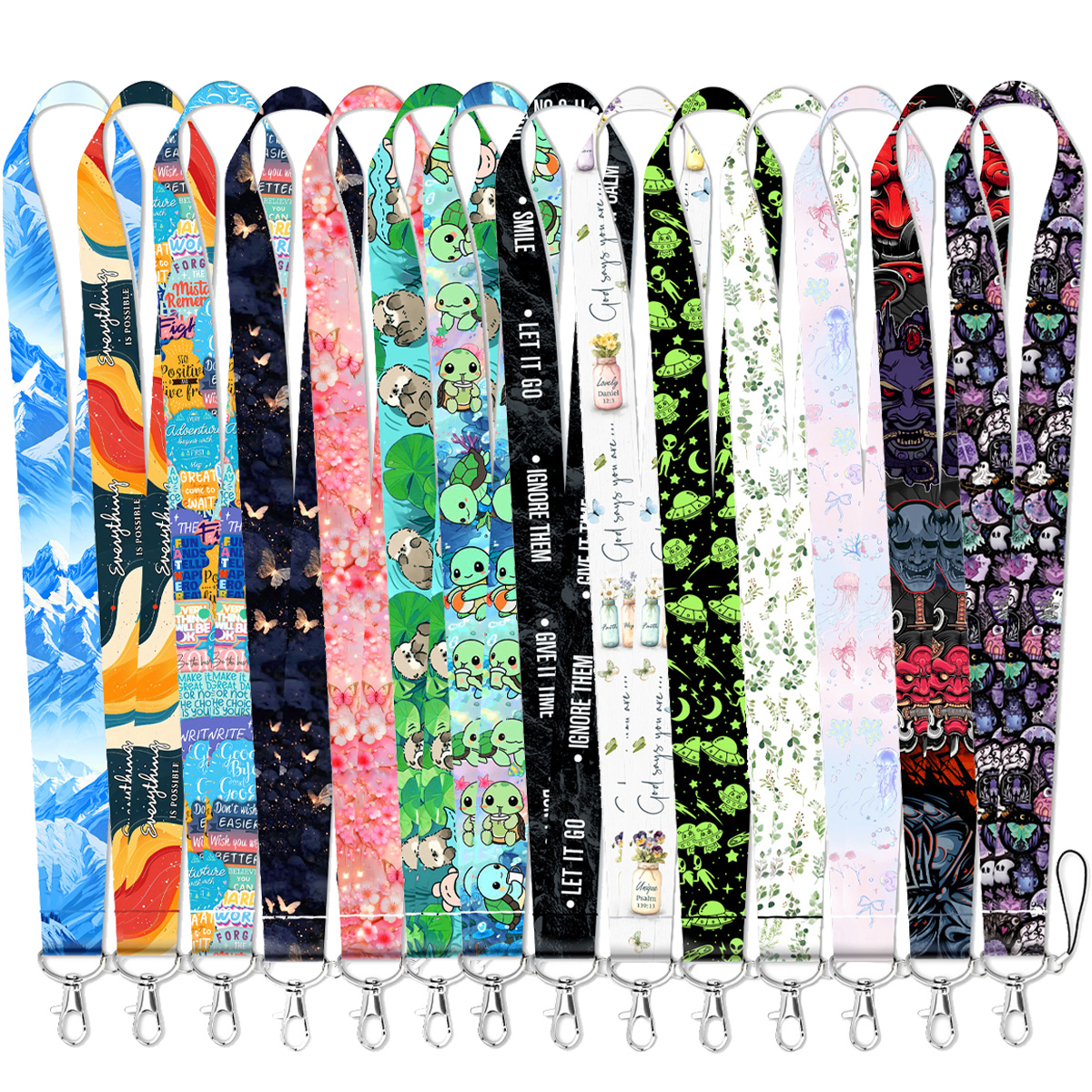 Neck Hanging Phone Holder - Kawaii Cartoon Turtle Lanyards Blue Neck