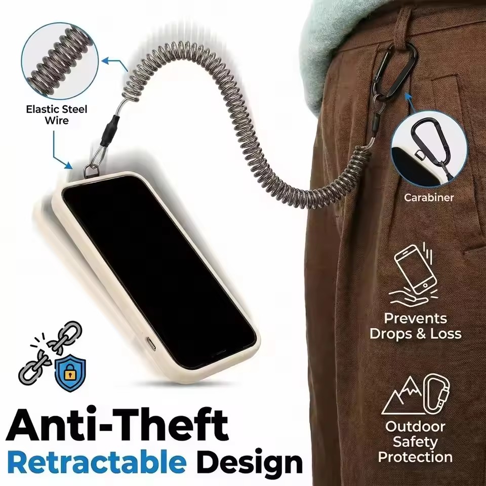 Lanyard Phone Strap - Retractable Safety Lanyards Anti Theft Spring