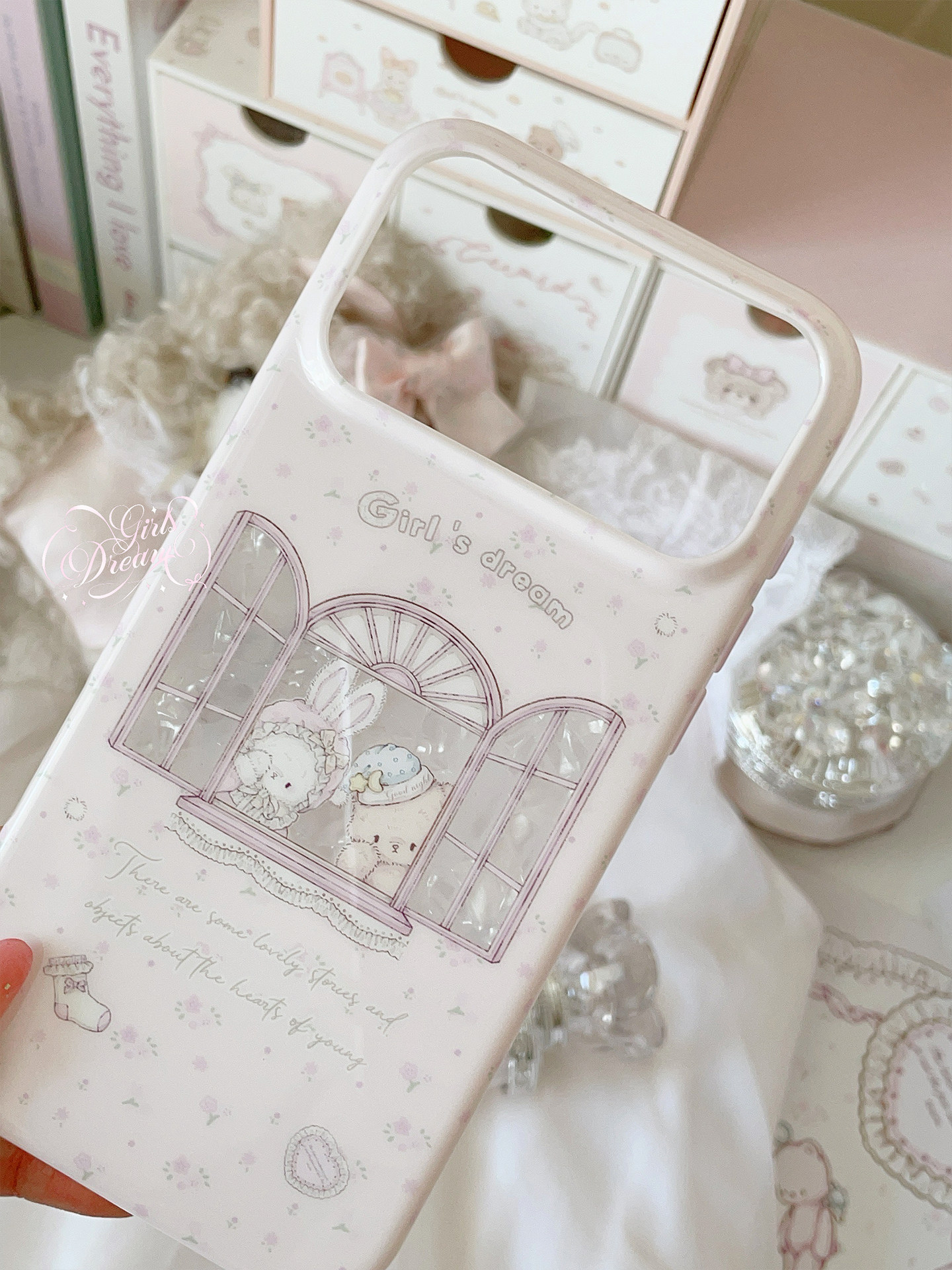 Kawaii Bunny Bear Floral Pink  – Phone Accessories For Girls recenzja i cena