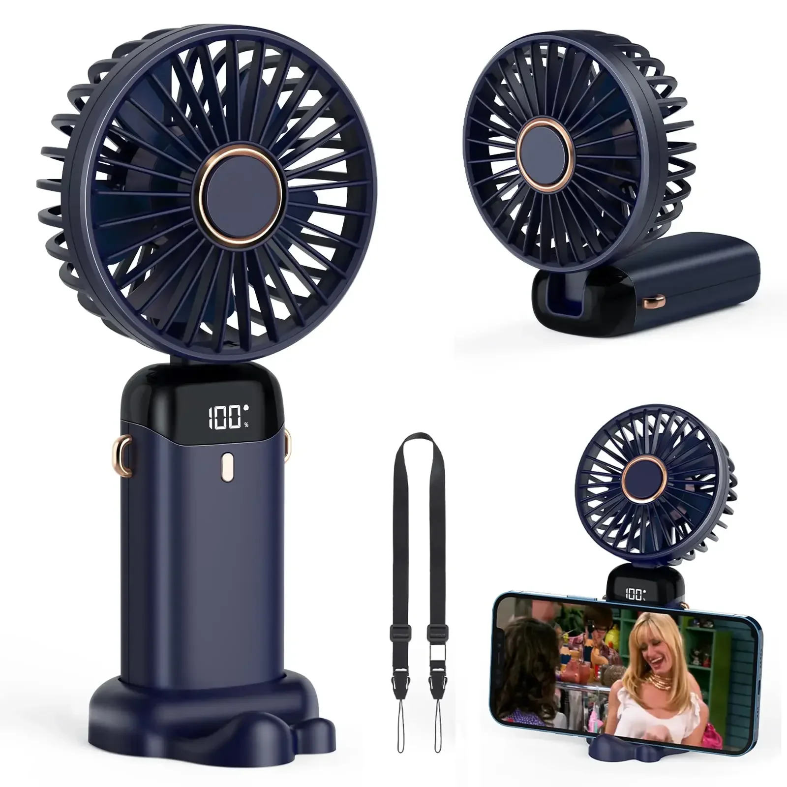 5000mAh Handheld Mini Fan Wire – Neck Hanging Phone Holder recenzja i cena