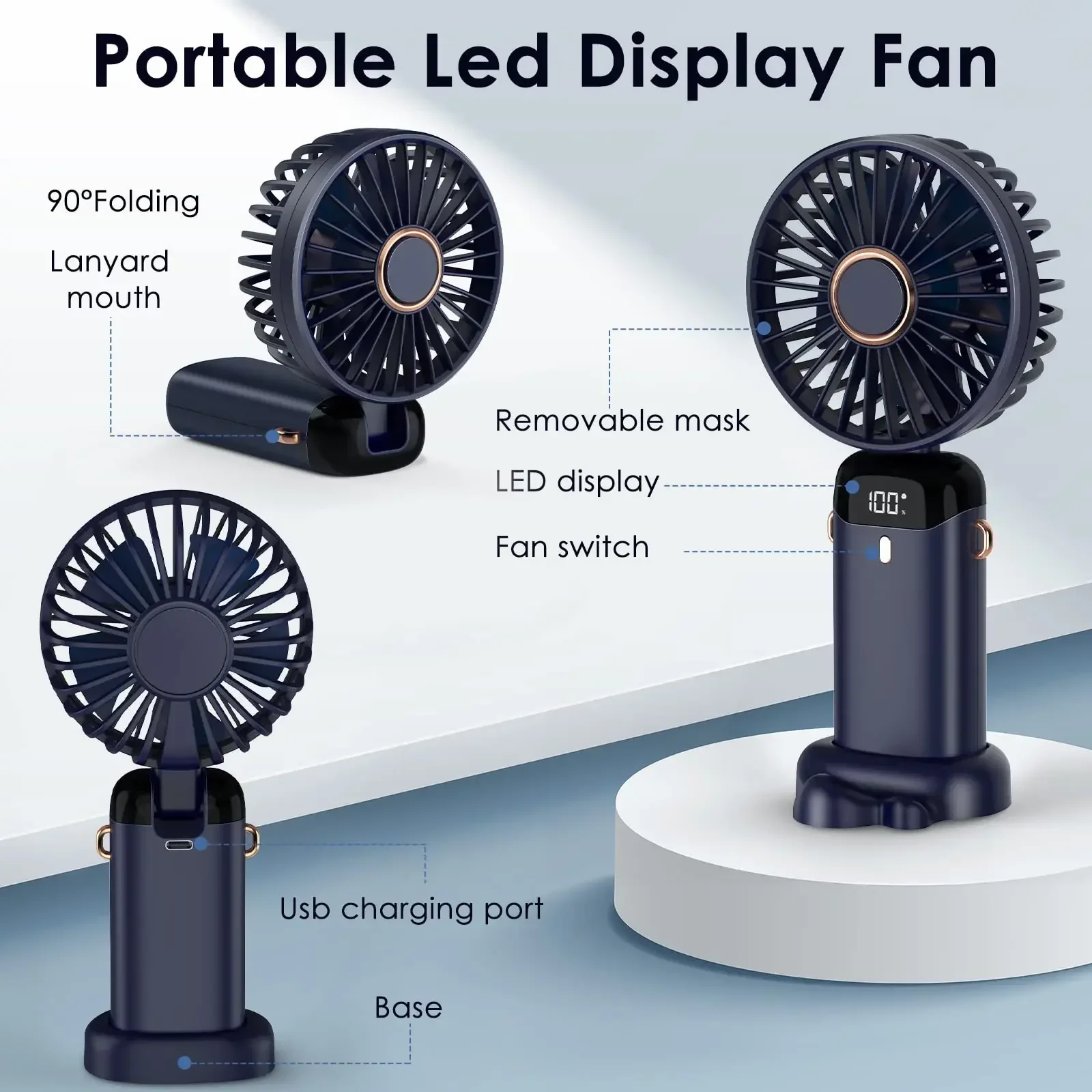 5000mAh Handheld Mini Fan Wire – Neck Hanging Phone Holder recenzja i cena