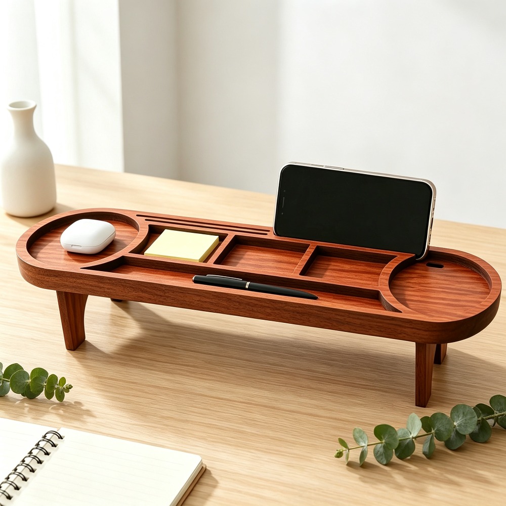 Wooden Desk Organizer with Pho – Phone Accessories Rack recenzja i cena